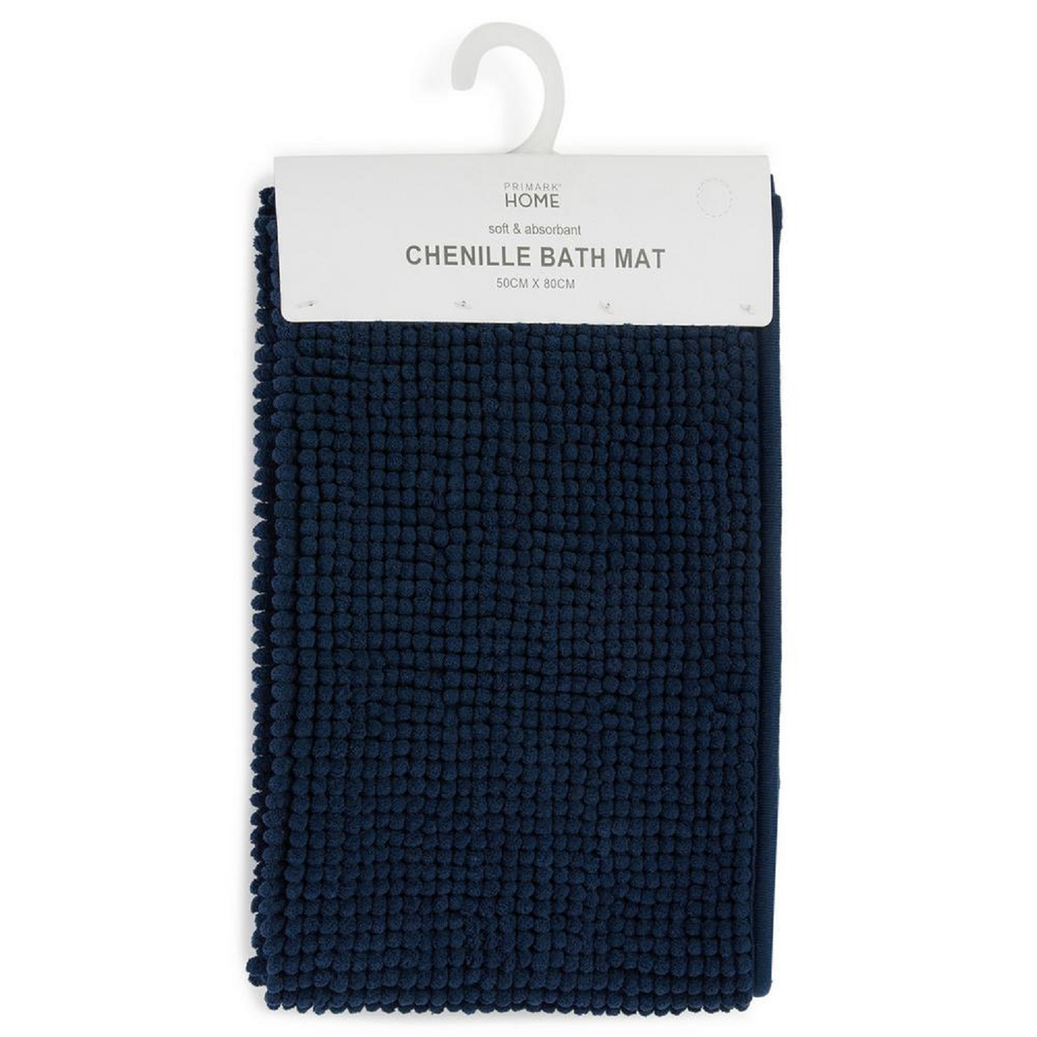 Donkerblauwe chenille badmat 50x 80 cm